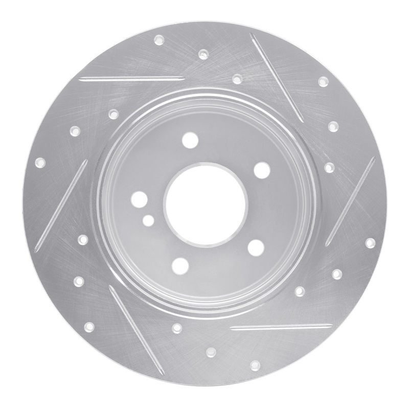 Mercedes-Benz C230 Brake Rotor (1) - Rear Left - R1 Concepts - Drilled & Slotted - Silver - `94-`11